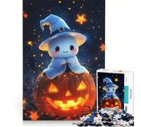Puzzle da 1000 pezzi per adulti con un simpatico fantasma su una zucca nella notte di Halloween, decorazione da parete, divertimento in famiglia, regalo di compleanno, regalo di viaggio 50x75cm