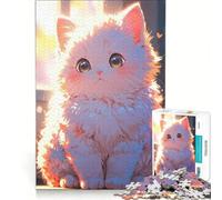 Puzzle da 1000 pezzi per adulti con un simpatico gattino bianco, gioco impossibile, impegnativo da completare, ideale come regalo 38x52cm