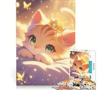 Puzzle da 1000 pezzi per adulti con un simpatico gattino con corona, gioco impossibile, analisi e logica, per rafforzare l'amore tra le coppie 50x75cm
