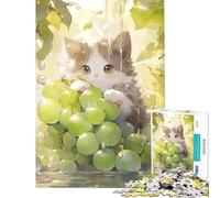 Puzzle da 1000 pezzi per adulti con un simpatico gattino e uva sotto la pioggia ideale per giochi rilassanti educativi e didattici perfetti come di Babbo o attività per tutta la famiglia
