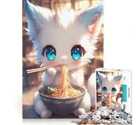 Puzzle da 1000 pezzi per adulti con un simpatico gatto che mangia spaghetti, un gioco rilassante, divertente e spiritoso, ideale come regalo 38x52cm