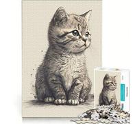 Puzzle da 1000 pezzi per adulti con un simpatico gatto, gioco impossibile, analisi e logica, per rafforzare l'amore tra le coppie 38x52cm