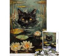 Puzzle da 1000 pezzi per adulti con un simpatico gatto nascosto nell'acqua ideale per il relax la decorazione della casa e gli antistress con Babbo Natale (38x52cm)