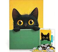 Puzzle da 1000 pezzi per adulti con un simpatico gatto nero che sbircia oltre il bordo, gioco interattivo, decorazione da parete, adatto per la decorazione della scrivania 38x26cm