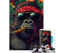 Puzzle da 1000 pezzi per adulti con un simpatico gorilla con sigaro gioco educativo di assemblaggio decorazione da parete adatto a persone dai 14 anni in su (38x52cm)