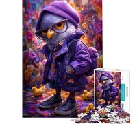 Puzzle da 1000 pezzi per adulti con un simpatico gufo in abito viola Gioco intellettuale per tutta la famiglia con schema di montaggio Ottimo regalo e giocattolo (dimensioni 38x26cm)