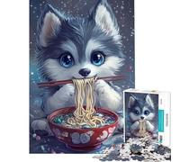 Puzzle da 1000 pezzi per adulti con un simpatico lupo che mangia spaghetti - Gioco rilassante per adulti ideale per divertirsi in famiglia perfetto per compleanni e Natale (dimensioni 38x52cm)