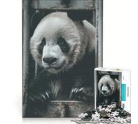 Puzzle da 1000 pezzi per adulti con un simpatico panda in prigione, gioco rilassante, assemblaggio di figure, lista dei desideri con Babbo Natale 38x26cm