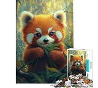 Puzzle da 1000 pezzi per adulti con un simpatico panda rosso nella foresta di bambù Un gioco pratico per passare il tempo durante le vacanze compleanni e Natale (50x75cm)