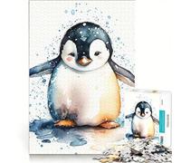 Puzzle da 1000 pezzi per adulti con un simpatico pinguino ad acquerello, gioco impossibile, impegnativo da completare, ideale come regalo 50x75cm