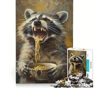 Puzzle da 1000 pezzi per adulti con un simpatico procione che mangia, antistress, di difficoltà elevata, ideale come elemento della lista dei desideri con Babbo Natale 50x75cm