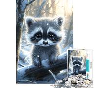 Puzzle da 1000 pezzi per adulti con un simpatico procione in inverno ideale per compleanni decorazioni natalizie da parete e giochi per famiglie adatto a partire dai 14 anni (38x52cm)