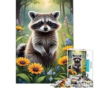 Puzzle da 1000 pezzi per adulti con un simpatico procione nel prato Un puzzle difficile e stimolante per tutta la famiglia adatto a ragazzi dai 14 anni in su (50x75cm)