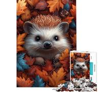 Puzzle da 1000 pezzi per adulti con un simpatico riccio tra le foglie autunnali Giochi rilassanti per adulti analisi e logica attività divertenti da fare a casa (dimensioni 50x75cm)
