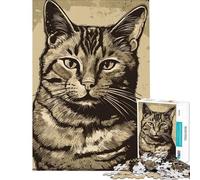 Puzzle da 1000 pezzi per adulti con un simpatico ritratto di gatto vintage Gioco rompicapo per adulti che stimola la memoria e favorisce l'interazione genitore-figlio (dimensioni 38x26cm)