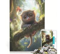 Puzzle da 1000 pezzi per adulti con un simpatico tarsio su un ramo, un gioco rilassante, divertente e spiritoso, ideale come regalo 38x52cm
