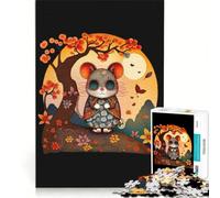 Puzzle da 1000 pezzi per adulti con un simpatico topolino con gli occhiali, gioco rilassante, taglio di precisione, ideale per decorare la scrivania 38x26cm
