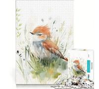 Puzzle da 1000 pezzi per adulti con un simpatico uccellino nell'erba, un gioco rilassante, divertente e spiritoso, ideale come regalo 38x26cm