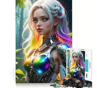 Puzzle da 1000 pezzi per adulti con una bellissima ragazza cyborg nella foresta,con bordi perfetti,ideale per giochi cognitivi,attività ricreative e di compleanno (38x52cm) (38x52cm)