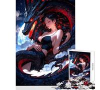 Puzzle da 1000 pezzi per adulti con una bellissima ragazza drago addormentata ideale per il relax attività in famiglia decorazione per la casa regali per amici e parenti (38x26cm)