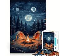 Puzzle da 1000 pezzi per adulti,con una bellissima scena di campeggio notturno,ideale per decorazioni e giochi di concentrazione,perfetto per rilassarsi e giocare a Natale (50x75cm)