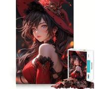 Puzzle da 1000 pezzi per adulti con una bellissima strega,disegno dai bordi precisi,gioco di logica,regalo per rilassarsi,divertente regalo di Natale (50x75cm)