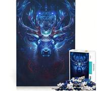 Puzzle da 1000 pezzi per adulti con una bellissima testa di cervo, gioco rompicapo, attività per tutta la famiglia, compleanno e Natale 38x26cm