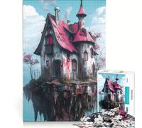 Puzzle da 1000 pezzi per adulti con una fantasiosa casa dal tetto rosa Gioco pratico per migliorare la memoria Ideale come regalo per tutta la famiglia 50x75cm