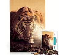 Puzzle da 1000 pezzi per adulti con una grande tigre che osserva,bordo liscio,gioco di concentrazione,costruzione,gioco tranquillo,scena natalizia (38x52cm)