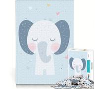 Puzzle da 1000 pezzi per adulti con una simpatica illustrazione di un elefante e cuori, giocattolo fai-da-te, migliora la memoria, compleanno e Natale 38x52cm