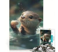 Puzzle da 1000 pezzi per adulti con una simpatica lontra con conchiglia, gioco rilassante, decorazione per la casa, ideale come regalo per tutta la famiglia 50x75cm
