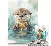 Puzzle da 1000 pezzi per adulti con una simpatica lontra e una stella marina, gioco rilassante, taglio di precisione, ideale come decorazione da scrivania 50x75cm
