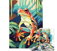 Puzzle da 1000 pezzi per adulti con una simpatica rana nella foresta gioco educativo e stimolante ideale come regalo divertente e spiritoso (dimensioni 38x26cm)