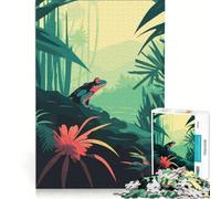 Puzzle da 1000 pezzi per adulti con una simpatica rana nella foresta, gioco rilassante, decorazione per la casa, ideale come regalo per tutta la famiglia 38x52cm