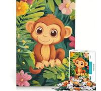 Puzzle da 1000 pezzi per adulti con una simpatica scimmietta nella giungla, gioco educativo, migliora la memoria, compleanno e Natale 50x75cm