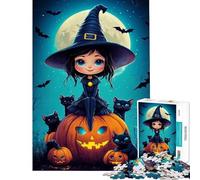 Puzzle da 1000 pezzi per adulti con una simpatica strega e gatti neri ideale per compleanni e Natale Gioco educativo impegnativo per ragazzi dai 14 anni in su (38x52cm)