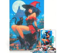 Puzzle da 1000 pezzi per adulti con una simpatica strega, gioco interattivo, decorazione da parete, adatto anche per la scrivania 50x75cm
