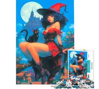 Puzzle da 1000 pezzi per adulti con una simpatica strega ideale come regalo di compleanno o di Natale per donne Giocattolo fai-da-te per maggiori di 14 anni Dimensioni 50x75cm