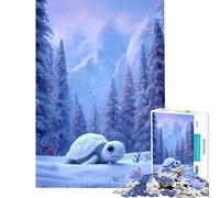 Puzzle da 1000 pezzi per adulti con una simpatica tartaruga in un paesaggio invernale incantato Gioco pratico e stimolante per la mente un'opera d'arte da regalare in occasione del compleanno