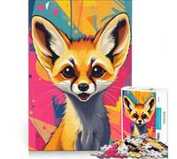 Puzzle da 1000 pezzi per adulti con una simpatica volpe del deserto in stile pop art, un gioco impossibile, impegnativo da completare, ideale come regalo 38x26cm