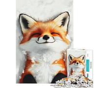 Puzzle da 1000 pezzi per adulti con una simpatica volpe nella neve giocattolo fai da te sfida difficile (dimensioni 38x52cm)