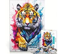 Puzzle da 1000 pezzi per adulti con una splendida tigre ad acquerello, ideale per giochi in famiglia, per allenare mente e manualità, perfetto come regalo per tutta la famiglia 38x52cm