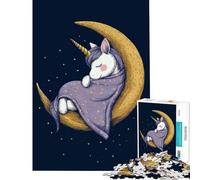 Puzzle da 1000 pezzi per adulti con unicorno addormentato sulla luna Gioco stimolante e rilassante ideale come regalo per donne o come giocattolo (dimensioni 38x52cm)