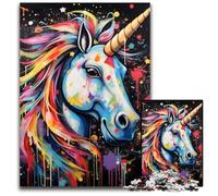 Puzzle da 1000 pezzi per adulti con unicorno dipinto a graffiti, ideale per gli innamorati, Capodanno e San Valentino, 26X38CM/10,23x14,96 pollici.