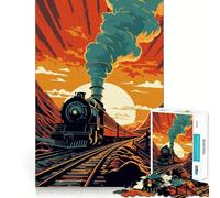 Puzzle da 1000 pezzi per adulti con vecchio treno, sfida per la mente, antistress, ritaglio chiaro, decorazione da parete (50x75cm)