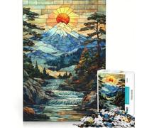 Puzzle da 1000 pezzi per adulti con vetrata raffigurante il Monte Fuji al tramonto in Giappone gioco impossibile ideale per passare il tempo durante le vacanze regalo di compleanno o di viaggio