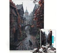 Puzzle da 1000 pezzi per adulti con villaggio medievale e strade gioco rilassante interazione genitore-figlio regalo di compleanno regalo di viaggio 38x26cm