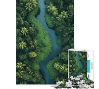 Puzzle da 1000 pezzi per adulti con vista aerea di un fiume in una foresta lussureggiante Puzzle per adulti rompicapo che stimola la memoria e migliora la memoria Ideale come regalo (38x52cm)