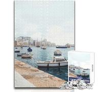 Puzzle da 1000 pezzi per adulti con vista sul porto di Malta, rilassante e calmante, hobby da interni, giocattolo per il tempo libero, vestibilità precisa, dimensioni 38x52cm