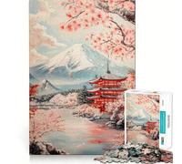 Puzzle da 1000 pezzi per adulti con vista sul tempio dei ciliegi in fiore,taglio netto,gioco di problem solving divertente per il tempo libero,decorazione artistica natalizia (38x52cm)
